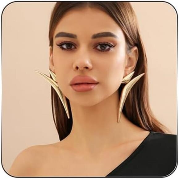 Gold Irregular Dangle Earrings – Asymmetrical Liquid Drop Statement Jewelry - Picture 5 of 5